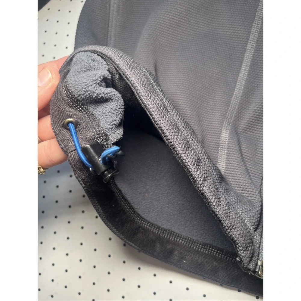 The North Face Men's Large Full Zip Grid Fleece Jacket Gray Black Performance